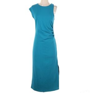 Zara Asymmetric Sleeve Teal Dress